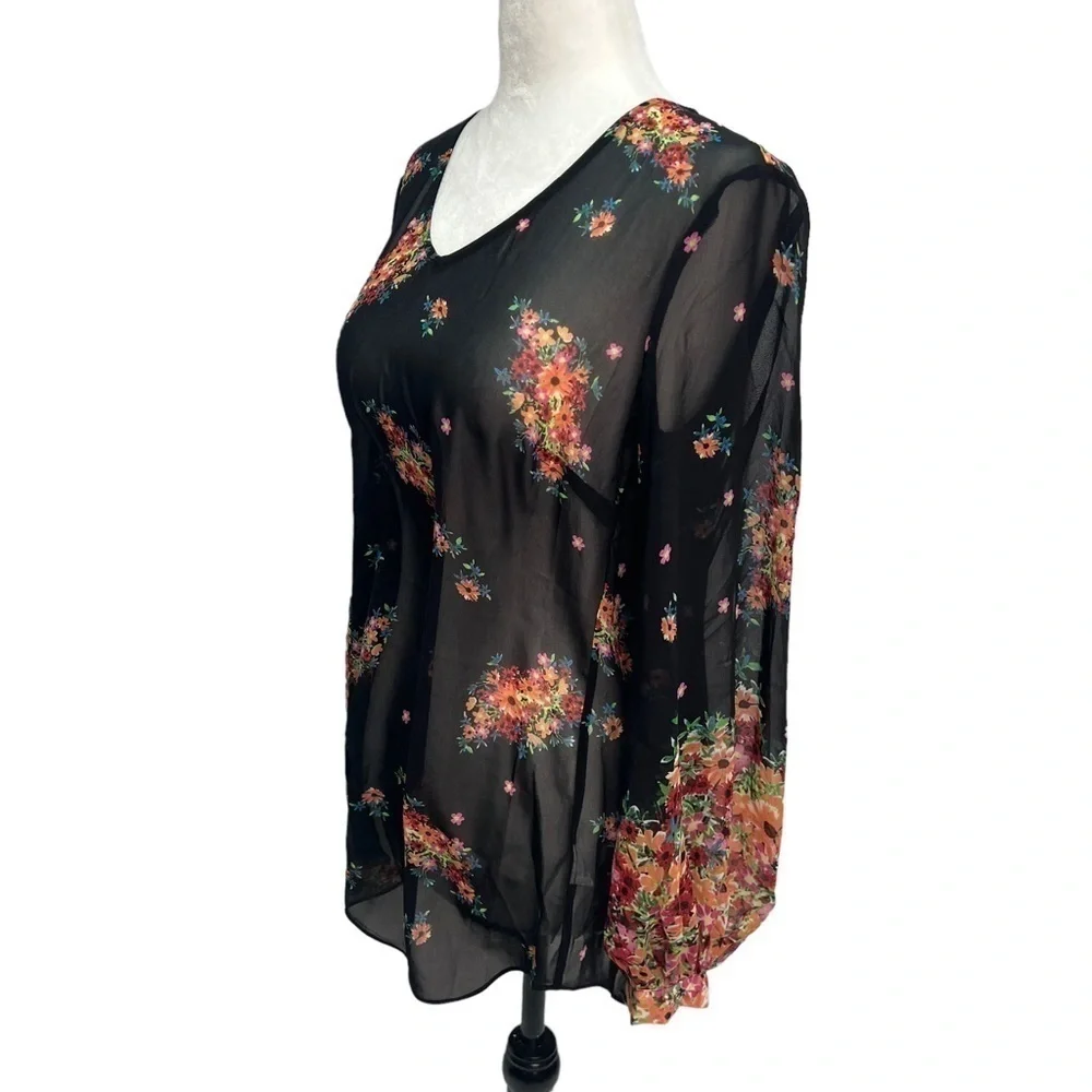 cabi Blooming Blouse Style 3594 Black Floral Size XS - Picture 7 of 12